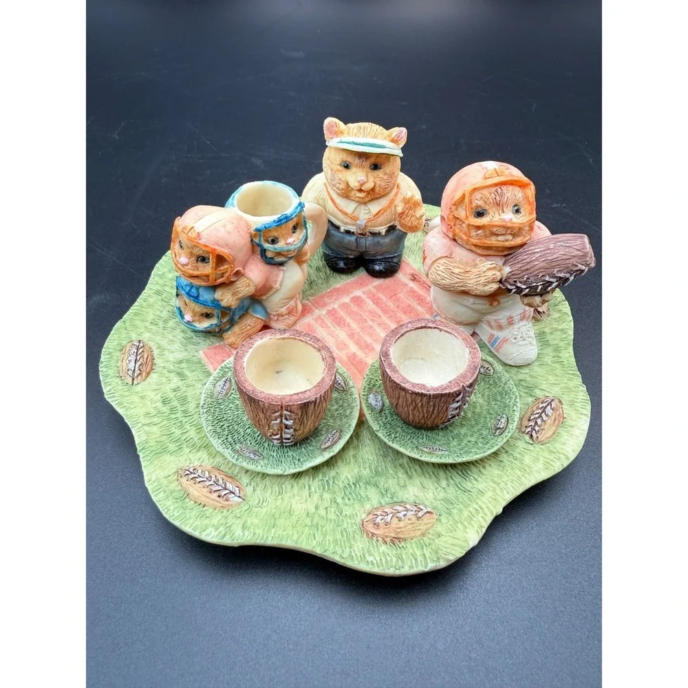 Football Cats Miniature Tea Set, Resin, Sports, 1994, Popular Imports